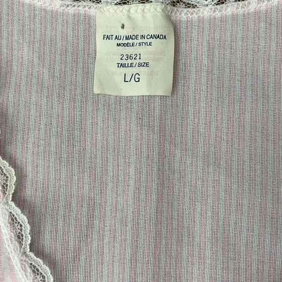 Vintage Pink White Striped Nightgown Women Large Cottagecore 90s Coquette Fairy - Picture 3 of 6